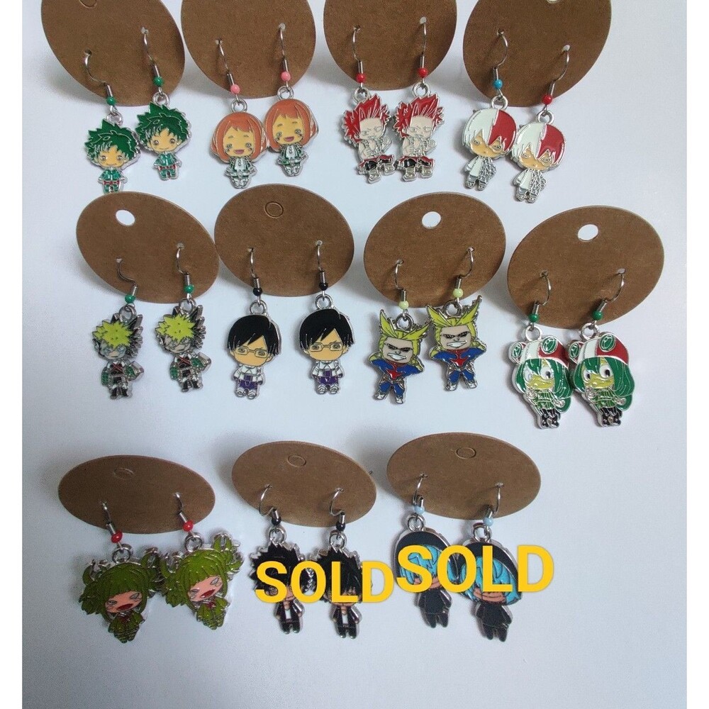 My Hero Academia (MHA) handmade earrings: Set of 9 characters (2 free gifts)